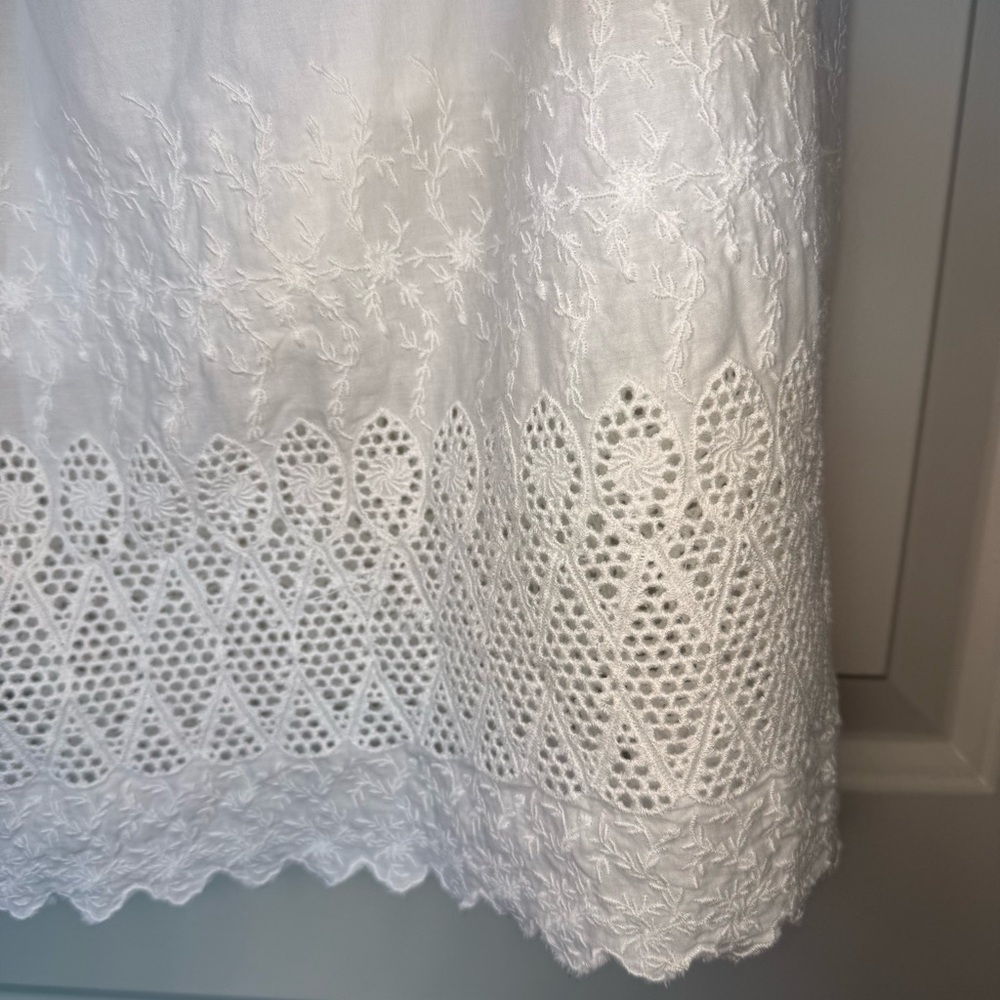 GAP White cotton Midi Skirt with Lace Hem, cottage core, coastal grandma, - Picture 3 of 10